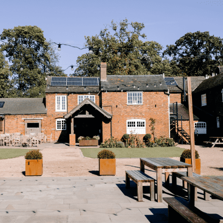 outdoor wedding space at barn wedding venue